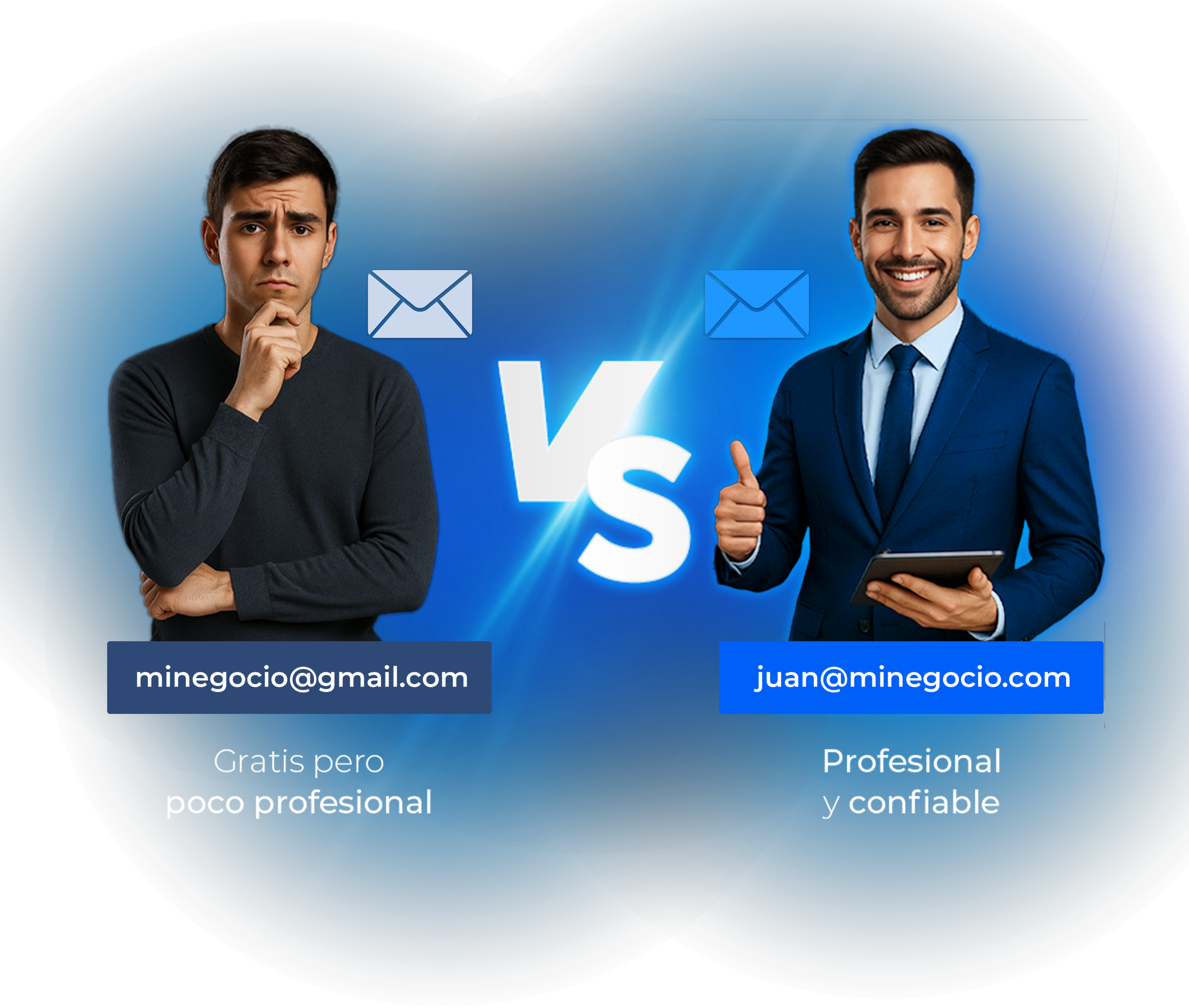 Crea correos serios <br> con @tudominio.com