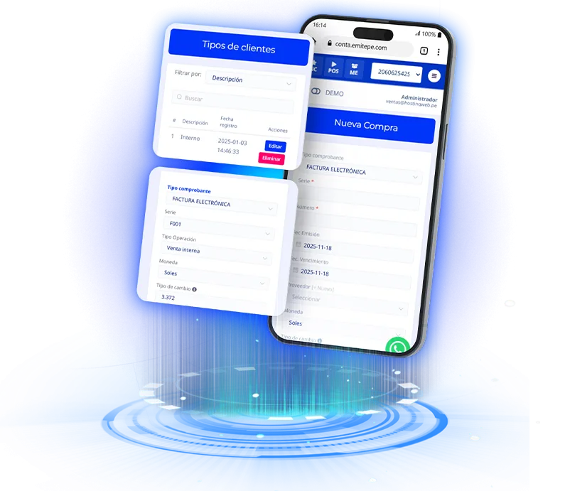 Portal movil de servicios HWPeru para clientes
