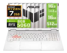 Laptop gamer ASUS TUF A16 FA608UMI-TU255 AMD Ryzen 7 260 16GB RAM 512GB SSD RTX 5060 8GB 16" 144 Hz